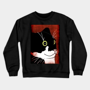 Cute Tuxedo Cat with mischief as a grunge  Copyright TeAnne Crewneck Sweatshirt